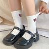 Women New Red Lovely Bow Mid-tube Beauty Korean Fashion Academy Style Boneless Pile Cotton Comfort Ins Sock Autumn Winter Socks