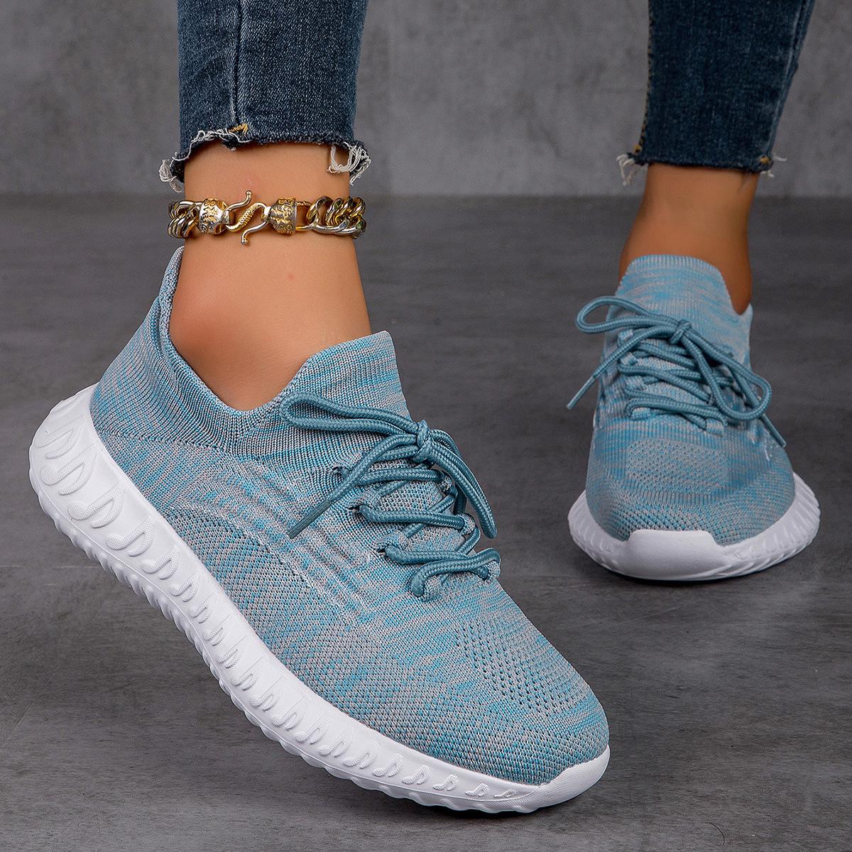 Women s Lightweight Flyknit Lace-Up Running Shoes - Breathable & Casual Plus Sizes Available 36