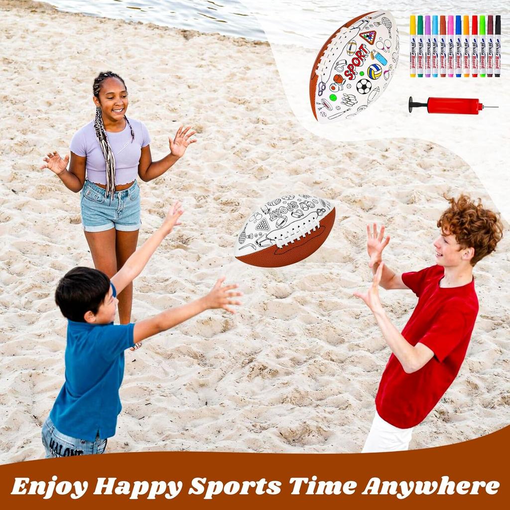 Size 6 Kids Football Custom Color Youth Football Color Your Own Footballs Includes Air Pump 12 Pcs Makers DIY Coloring Footballs Craft Gifts 10.4