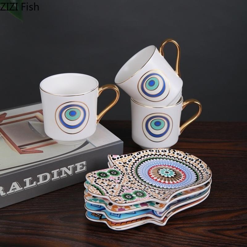 Tazza&sottotazza in Porcellana Dorata Mistica Tazza da Caffè Dipinta Creativa Tavola da Pranzo Tazze da Latte Tazza da Tè per il Pomeriggio Tazza per Succhi di Frutta
