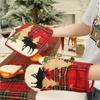 Plaid Fabric Heat-Resistant Oven Gloves and Insulated Placemat Set for Christmas Decor