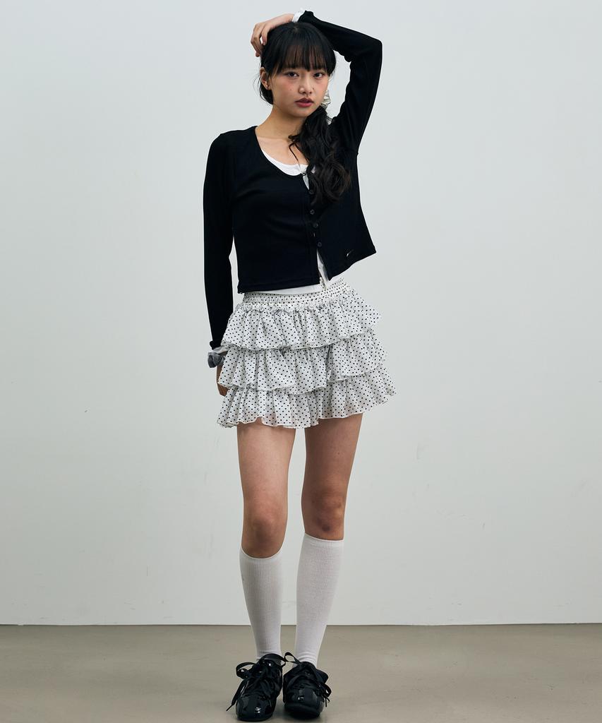 Alikim Mini Heart Cancan Skirt Pants / White