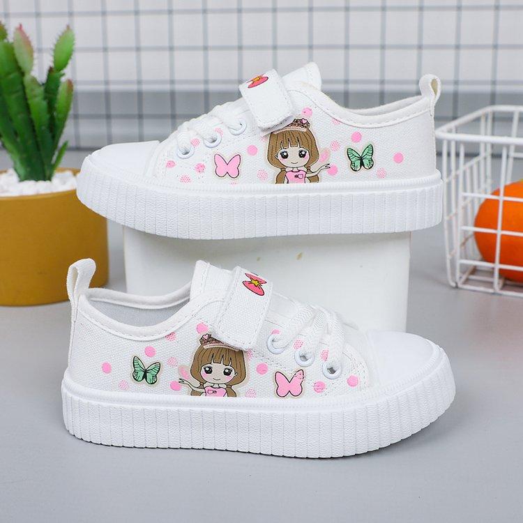 Fashion Children's Cartoon Canvas Girls Flat Casual Running Board Shoes