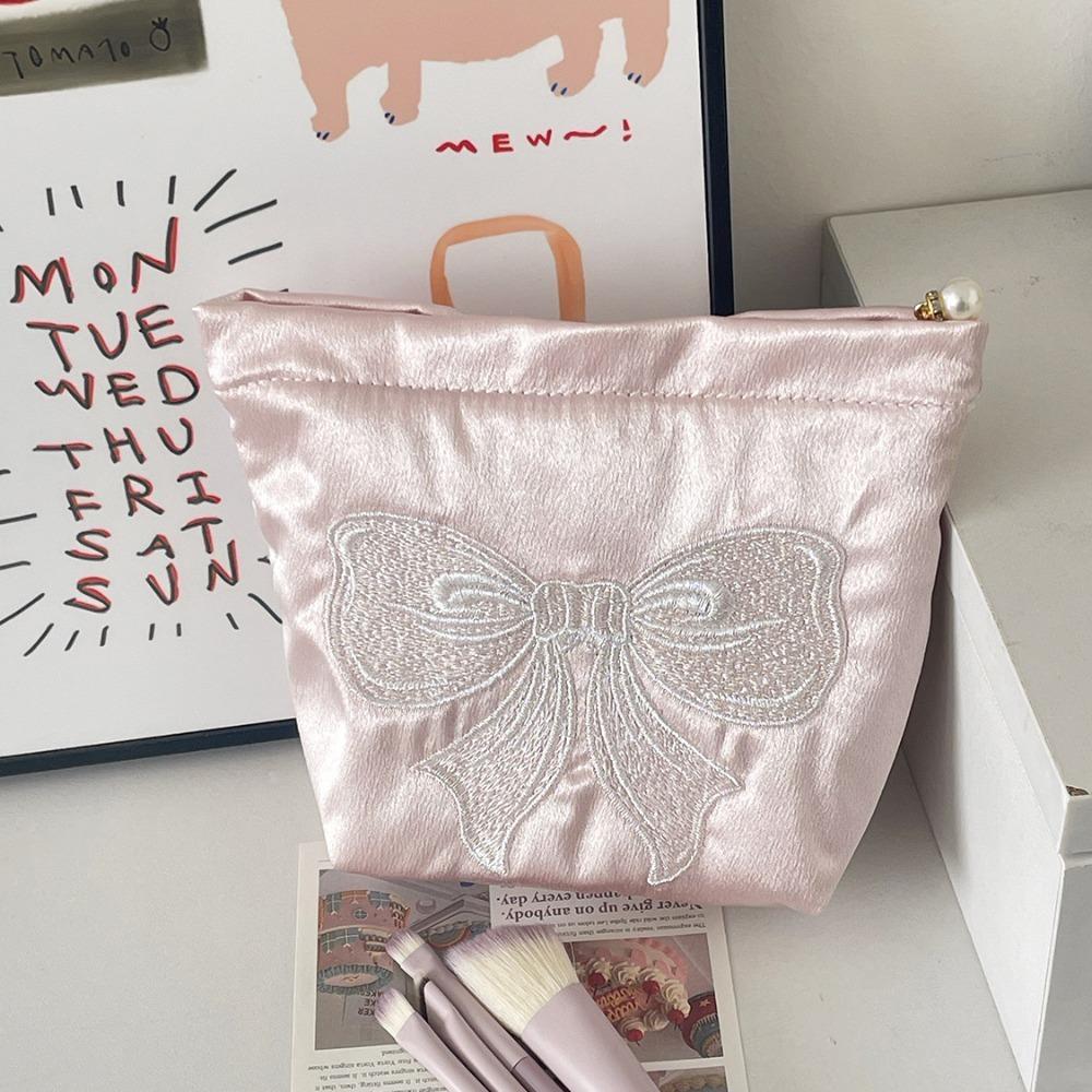 

Handle Pearl Color Silks Cosmetic Container Lipstick Makeup Organizer Data Cable Storage Pink-S