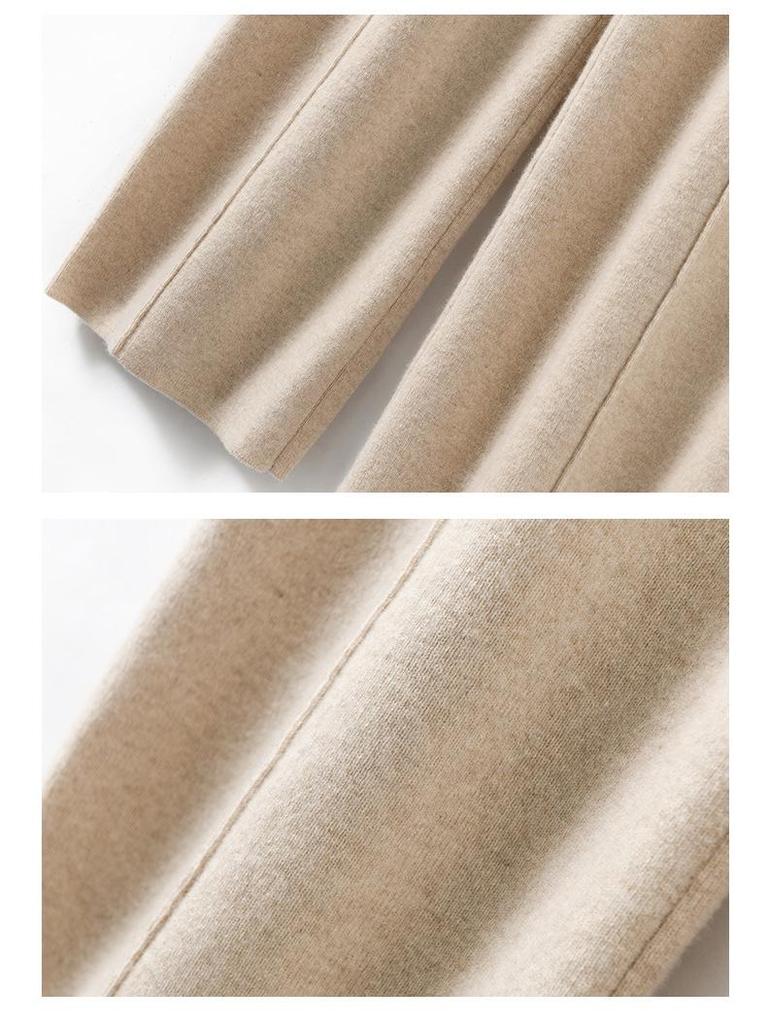 Autumn/Winter Women's High Waist Knitted Wide-Leg Pants - Solid Color, Korean Style