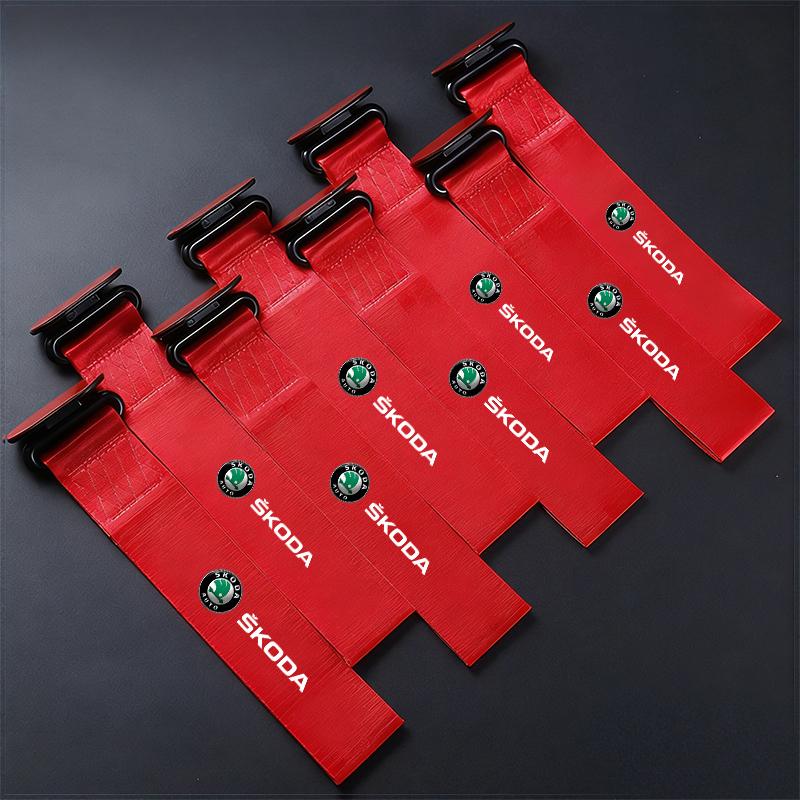 AAAAL1 Car Tow Rope Tow Racing Strap Sticky Car Accessories Tool for Skoda RS Rapid Yeti Karoq Vision Octavia Kodiaq Kamiq Fabia