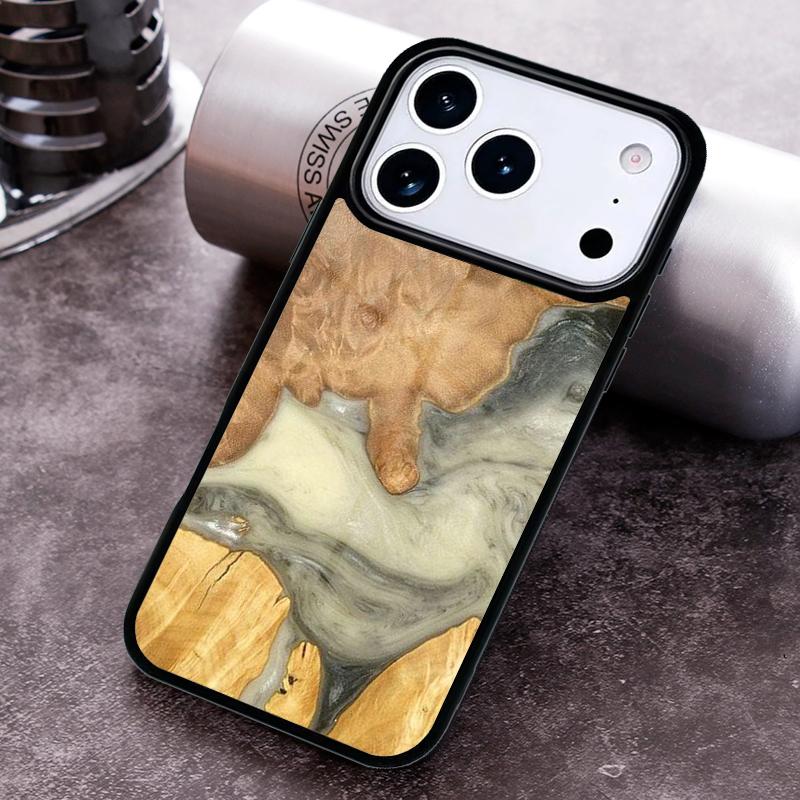 

Luxury Wood Resin Protective Phone Case for iPhone 17 16 15 Pro Max Air 14 13 12 11 Plus Shockproof Capa Cover iPhone17 Pro Max