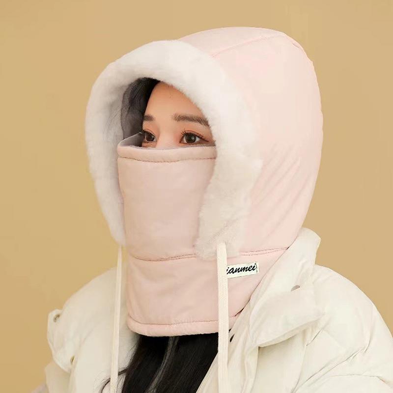 

Winter Down Cotton Balaclava Ski Mask Warm 3-in-1 Beanies Cap Dustproof Windproof Pullover Cap Outdoor Skullies & Beanies