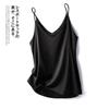 Solid Color Satin V-neck Tank Top for Women Pure Color Satin V-neck Strap Female