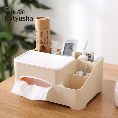 Desktop Plastic Storage Box Tissue Box 6 Grids Bathroom Makeup Organizer Muti-functional Plastic Box