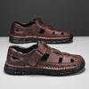 Men's Closed Toe Sandals Large Size Genuine Leather Casual Sandals Outdoor Hiking Sandals Hand Sewn Casual Sandals