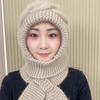 New hat women's autumn and winter warm neck protection thickened squirrel velvet women's wind and snow scarf integrated hat knitted cold protection