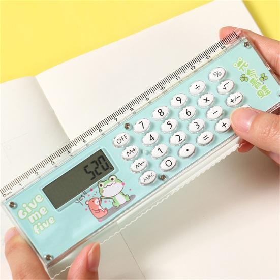 Ruler Calculator Multi-functional 2 In 1 15cm Scale 8 Digits Portable Battery Operated LCD Display Student Calculator Office Supplies