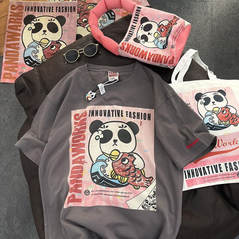 Pure Cotton Cartoon Bear Short-sleeved T-shirt for Women In Summer New Korean Style Loose Design Versatile Large-size Top