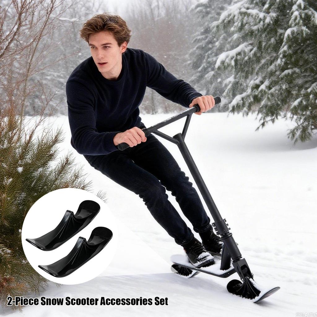 2PCS Kids Skate Sled Scooter Snowboard Premium PP Smooth Edge Ski Attachment Outdoor Board Children Sleigh Bike Snowboarding