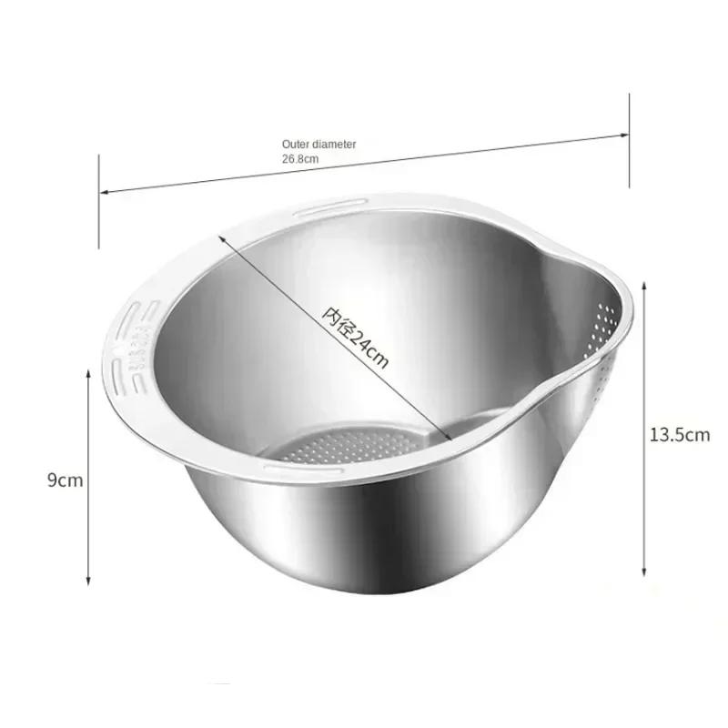 Miska na mytí rýže Miska na mytí rýže Nerezová ocel 304 Miska na mytí rýže Sítko na rýži Sítko na ovoce a zeleninu Kuchyňské nářadí