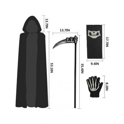 Halloween Party Adult Reaper Black Cape Cape Skull Face Towel Gloves Halloween Costume Prop Set