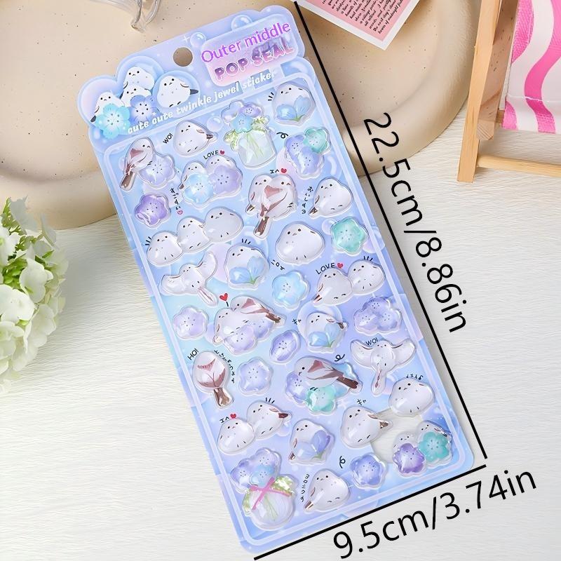 

Cute Cartoon Bird Stickers 3D Relief Crystal Sticker Laptop Phone Case Scrapbooking Decals DIY Stationery Decoration Lovely Gift