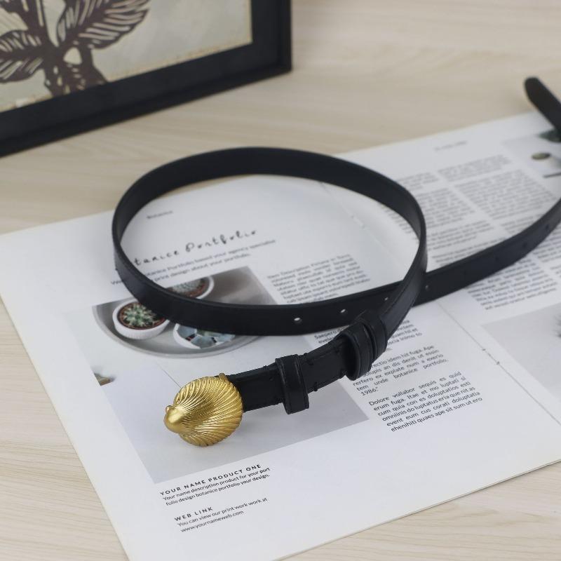 

Mary Genuine leather belt - women s versatile black premium vintage shell buckle top grain cowhide belt 100cm чёрный
