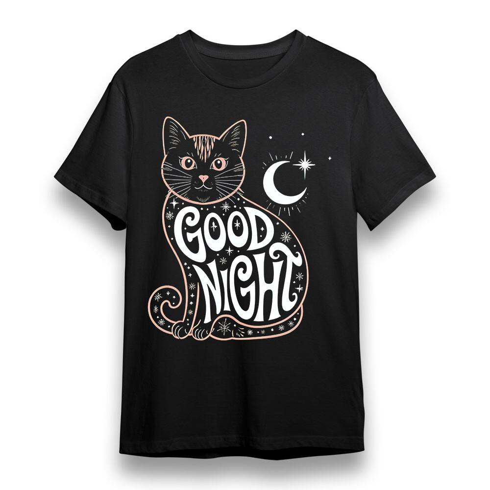 

Women s Plus Size T-shirt With Black Cat Night Graphic Unisex 100% Cotton Tee M
