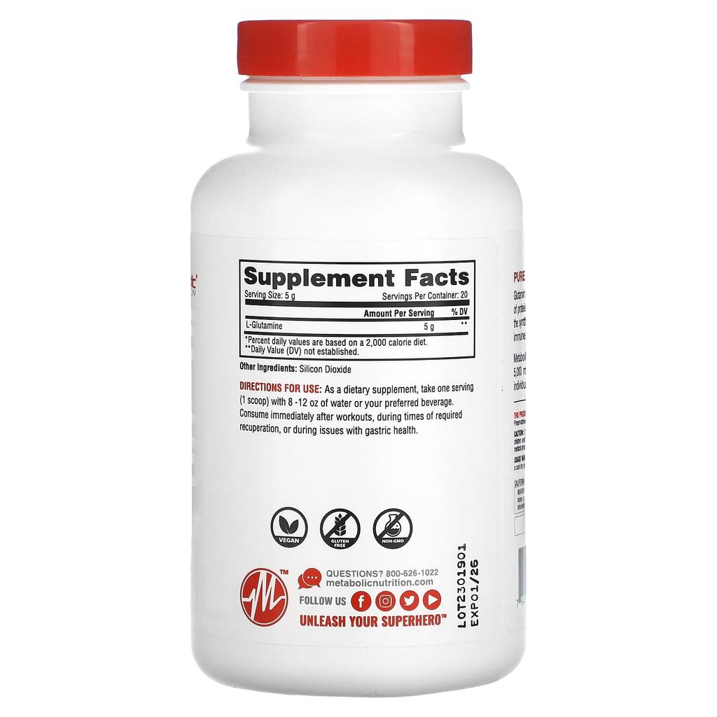 L-Glutamin, Geschmacksneutral, 100G (3.52Oz)
