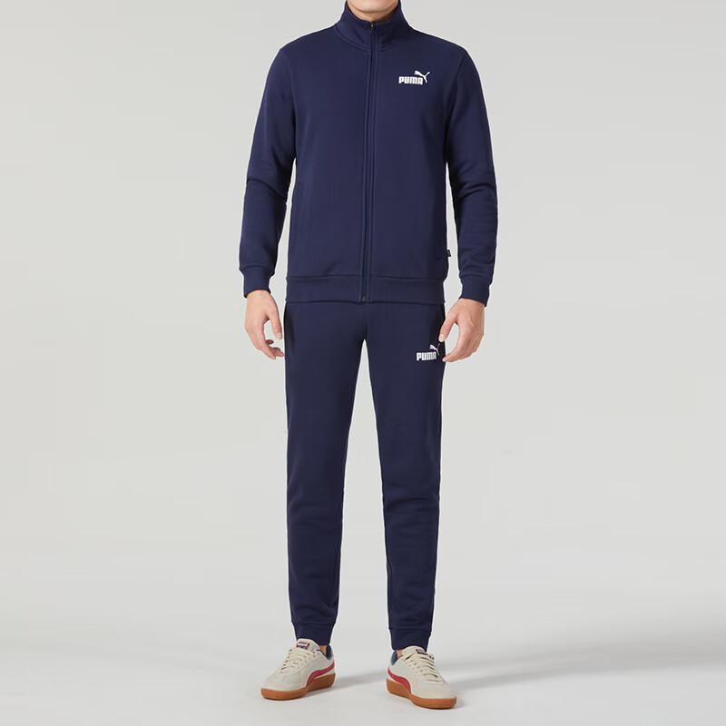 Puma Running Fitness Training Top And Long Pants Casual Sports Set Men Activewear Navy-Blue 680660-06