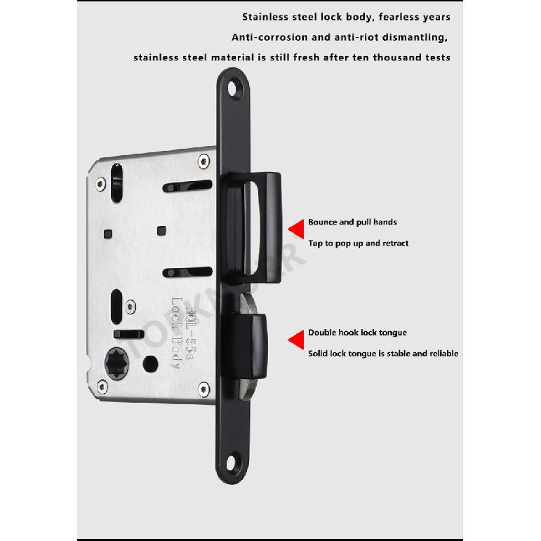 Square Pocket Door Lock Left and Right Sliding Door Lock Invisible Door Handle Bedroom Sliding Door Hook Lock Embedded Safety