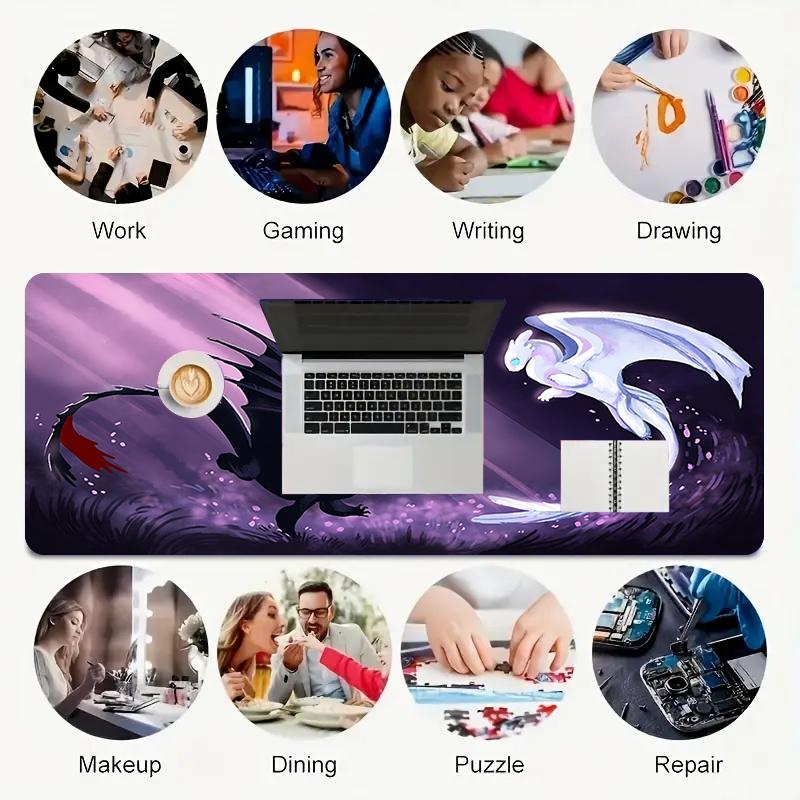 1Pc Dragon Phoenix Flight Gaming Mouse Pad Keyboard Desk Mat Non-slip Rubber Lock Edge Waterproof Computer Mousepad for Office Home Decor Ey142