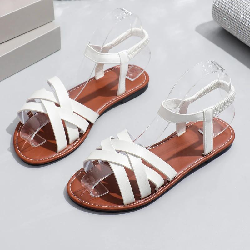 Women's 2025 new summer sandals casual flat sandals versatile fashion Roman shoes comfortable flat holiday beach shoes
