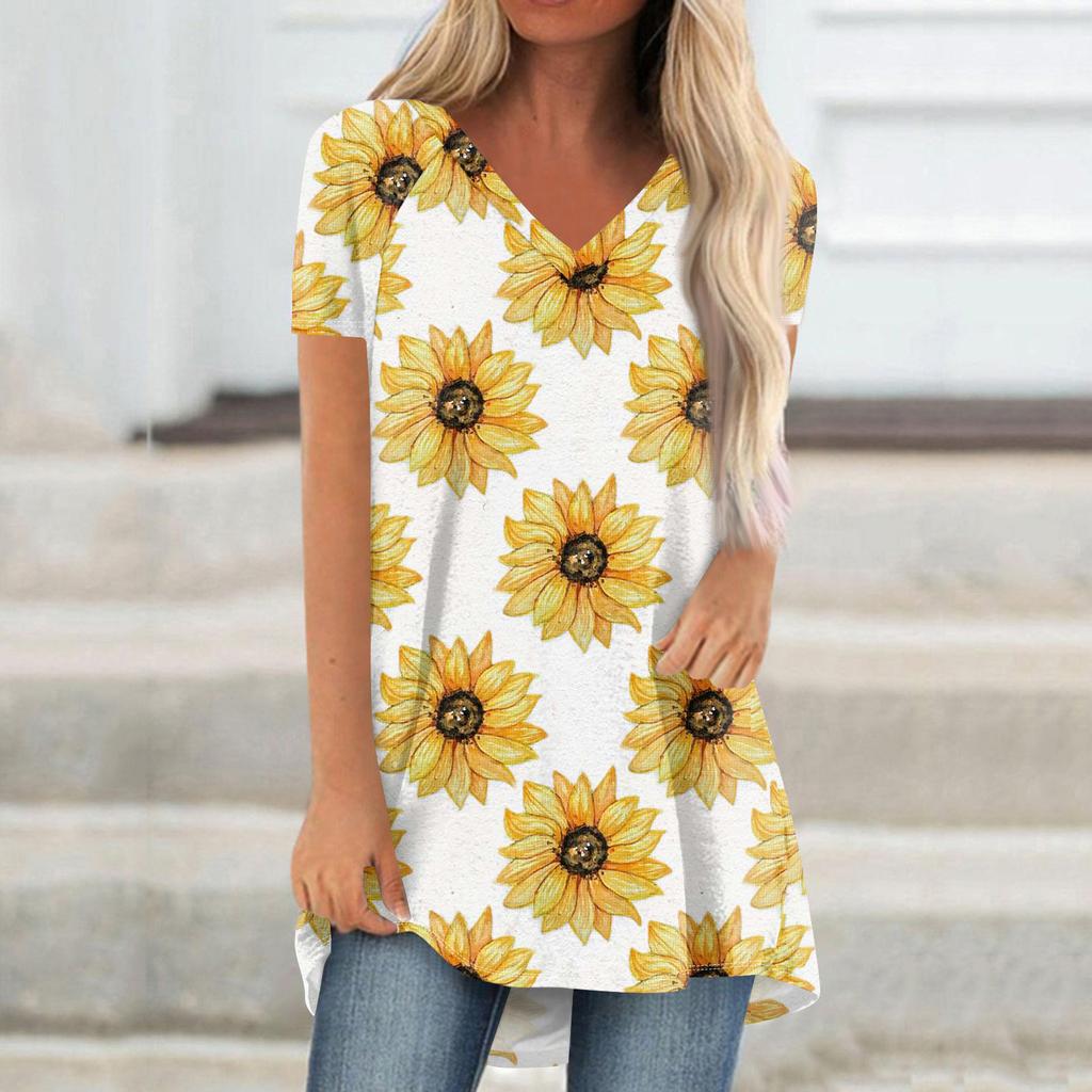 Damen Kurzarm Plissee Lose Tops Plus Size Casual Tops V-Ausschnitt Kurze Ärmel Casual Sommer T-Shirts Damen Tops T-Shirts Shirts