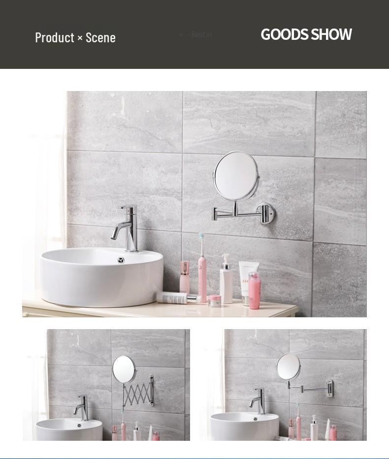 Double-Sided Retractable Wall-Mounted Vanity Mirror for Makeup and Dressing