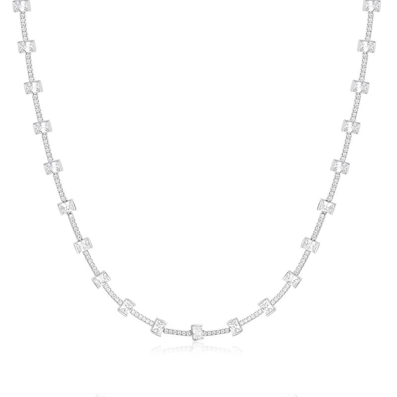 APM Monaco FESTIVAL Inlaid design, elegant, fashionable, versatile, exquisite and high-end, 925 silver necklace, women s silver white AC6267OX