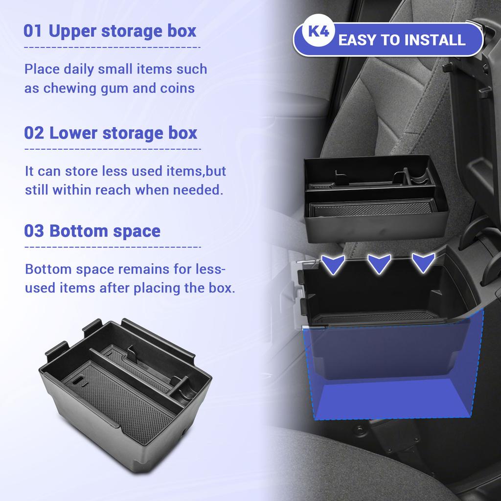 Center Console for 2025 K4 Double Layer Armrest Storage Box Organizer Interior Car Storage Tray Center Console Car Accessories