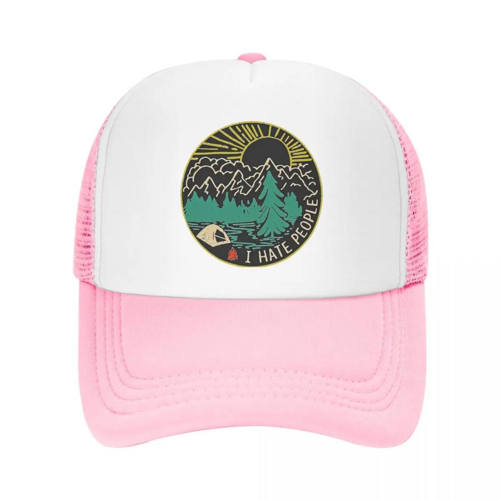 Custom Punk I Hate People Baseball Cap for Unisex Women Adjustable Adventure Camping Mountain Camper Trucker Hat Snapback Caps