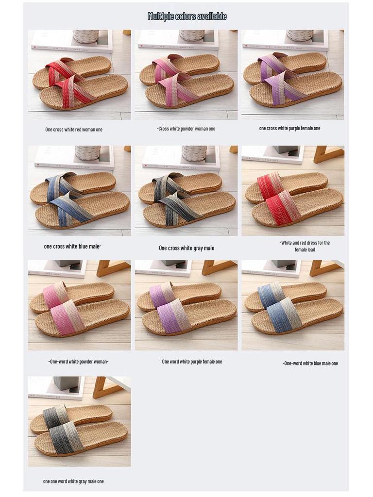 Lniano-bawełniane antypoślizgowe kapcie domowe dla mężczyzn i kobiet - gruba podeszwa na drewniane podłogi, idealne na lato