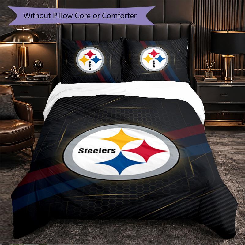 Pittsburgh Steelers Pattern Microfiber 3Pcs Bedding Set Decor Duvet Cover Set For Bedroom Home Use