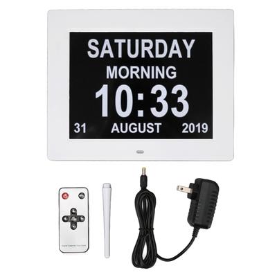 10 Inch Digital Calendar Clock 8 Languages Auto Dimming Electronic Day Clocks for Elderly 110‑240V