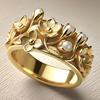 Luxurious Relief Floral Design Combined with Imitation Pearl Copper Material Women's Jewelry Ring, Suitable for Dates and Partie
