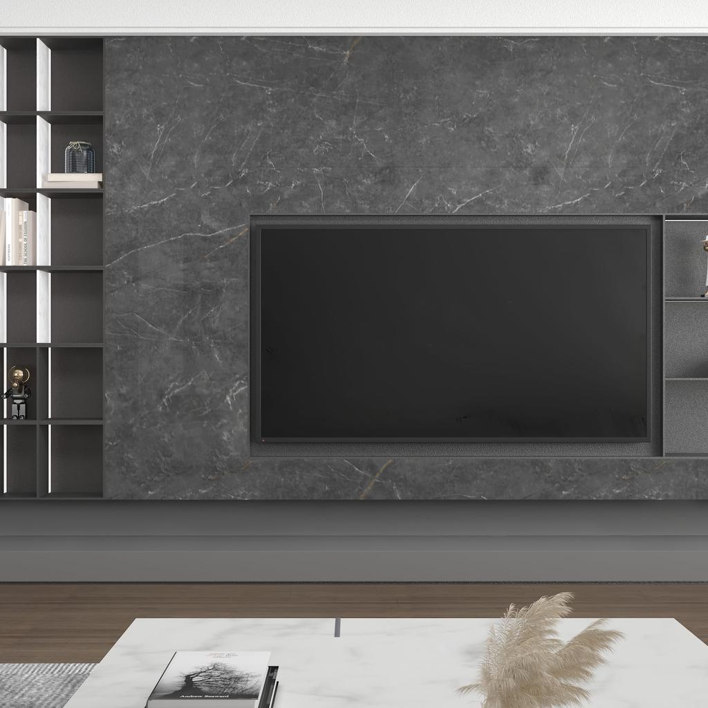 JSEVEM Wallpaper Sticker, Marble Sheet, Cutting Sheet, Remake Sheet, Marble Look, Dark Gray, Glossy, Interior Reseal, Kitchen Table, Thick, Waterproof