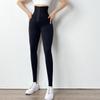 Hot-Stamped Logo Double-Breasted High-Waisted Butt-Lifting Yoga Pants with Waistband Tummy-Control Stretch Fleece-Lined Leggings for Women