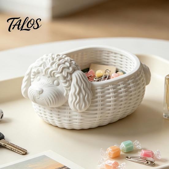 Stylish Storage Solution Poodle Shaped Organizer, 3D Print Decorative Ornament, Plastic Novelty Desk Decoration White Container for Small Objects And