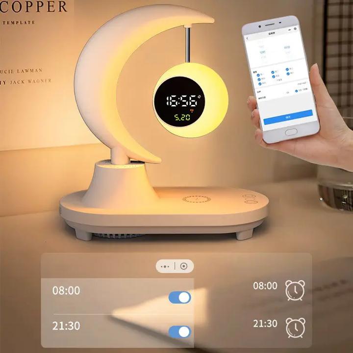 G-Smart Moon-Watch 4-in-1-Nachtlampe mit Dartless-Smartphone-Ladegeräten, Ein-Jahres-Jubiläum und Bluetooth-Lautsprecher