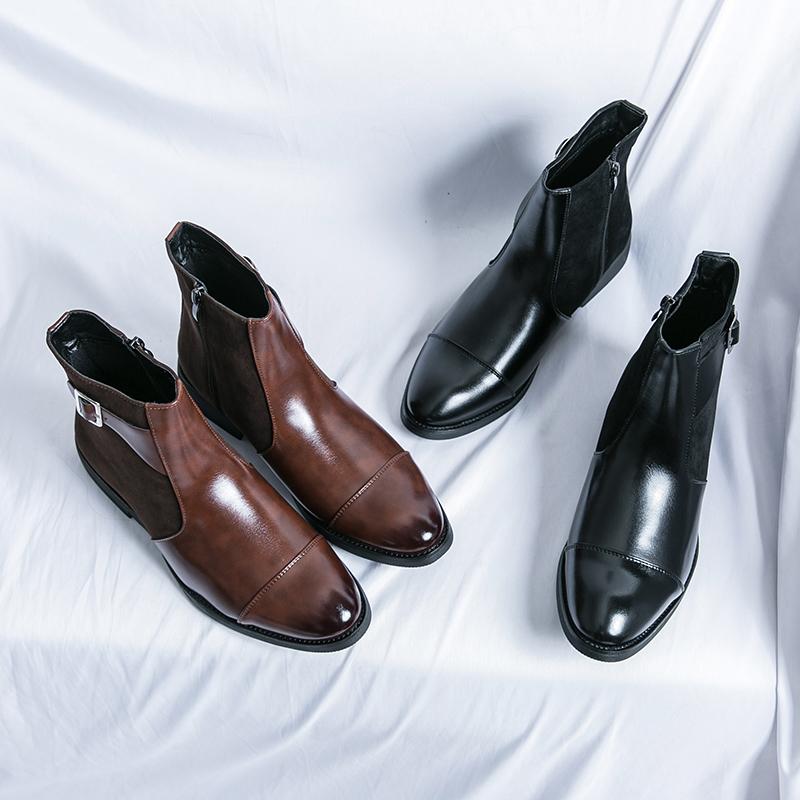 Fashion Men Retro Ankle Boots Black Brown Side Zipper European and American Fashion High Quality Chelsea Boots Size 38-46 Men Boots