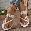 New Summer Fashion Comfortable Solid Color Casual Roman Style Sandals Flat Heel Large Size Toe Cover Retro Shoes for Women
