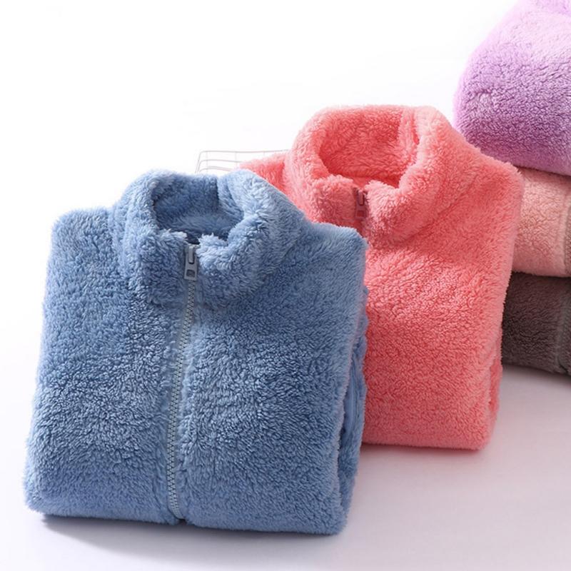 Velvet Children's Jacket Warm Coral Fleece Coat Zipper Kids Jacket For Boys And Girls