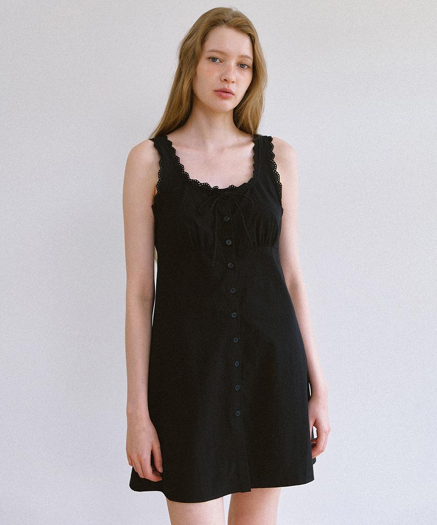 Laminez Cotton Lace Mini Dress - Black