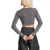 adidas Womens Ribbed Long Sleeve Crop Top Black Women Streetwear JD0014