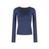 Damen Spitze Patchwork V-Ausschnitt Figurbetont Langarm T-Shirt für Herbst/Winter 2025