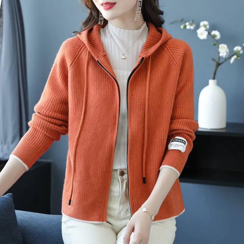 Sweaters Coat Cardigan for Women Autumn Winter Large Size Loose Long Sleeve Knit Cardigan Hooded Sweaters Jacket