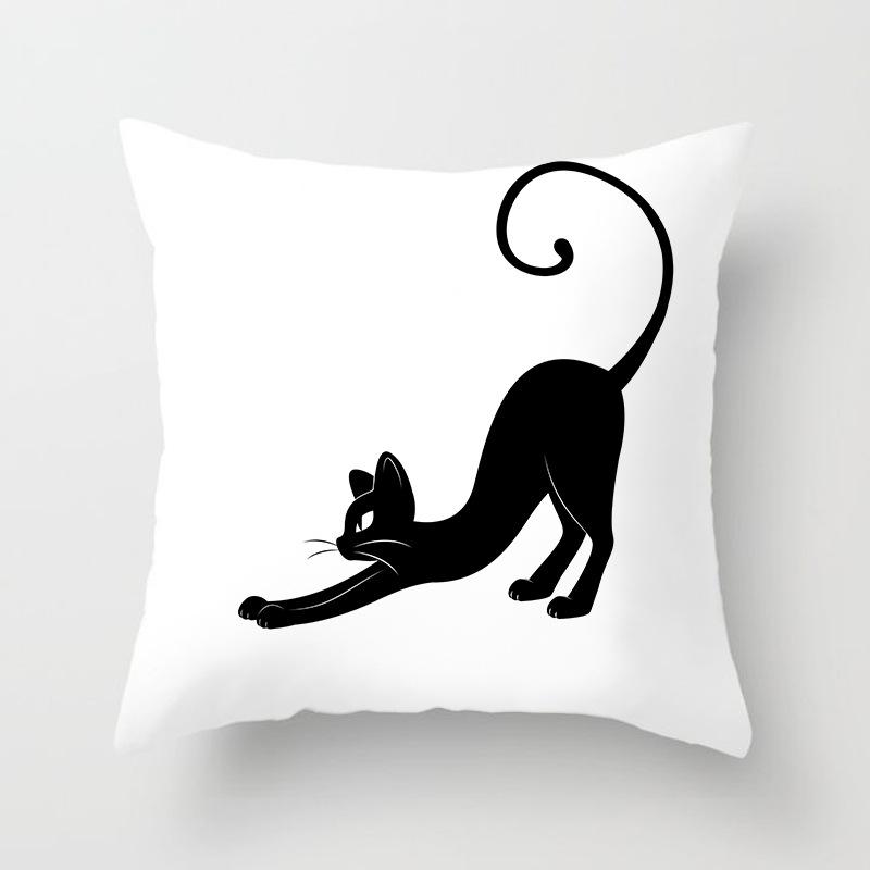 New Cartoon Black Cat Pattern Printed Pillowcase Home Sofa Pillowcase Cushion Cover